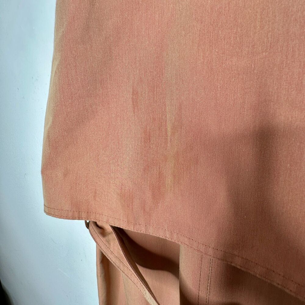 Aeron Delray Dusty Peach Iridescent Sleeveless Button Trench Coat Welt Pockets - Picture 6 of 13